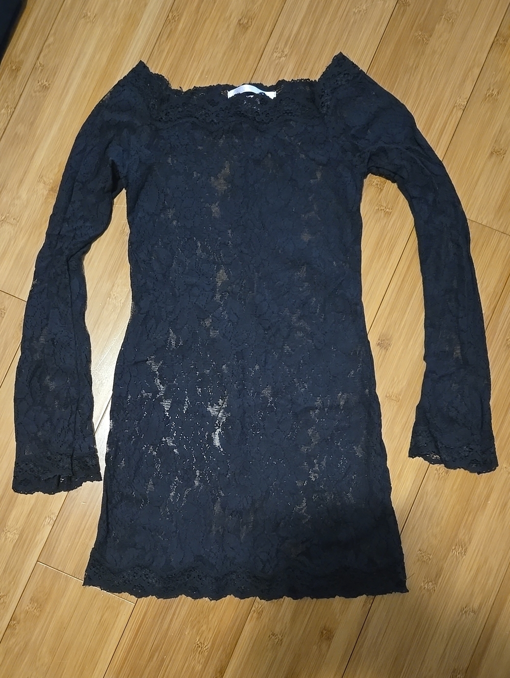 Vintage Victoria's Secret Y2K Black Lace Long-Sleeve Dress - XS
